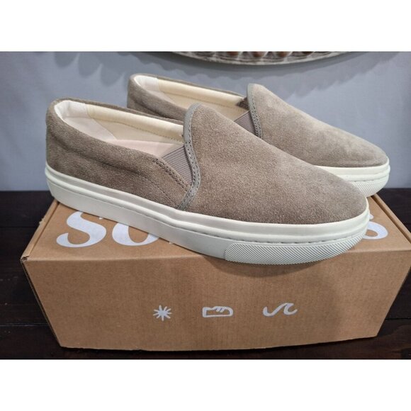 NIB Soludos Ibiza Suede  Slip-On Platform Sneakers in Sage (Grey)/Size 7 - Picture 6 of 11